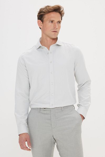 AC&Co / Altınyıldız Classics Mentazöld Slim Fit férfi ing - Dobby, olasz gallérral