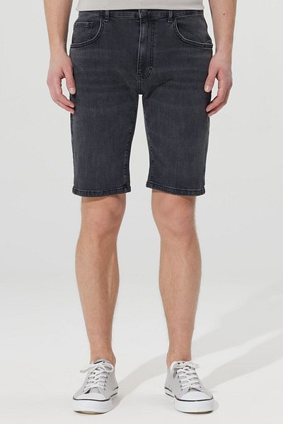 AC&Co / Altınyıldız Classics Ανδρικό τζιν σορτς σε γκρι Stretch Slim Fit - 5 τσέπες