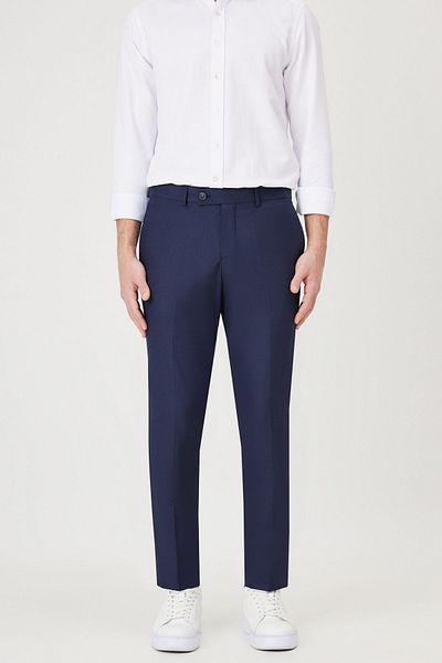 AC&Co / Altınyıldız Classics Pánské kalhoty Slim Fit Slim Fit Classic v námořnické modré barvě