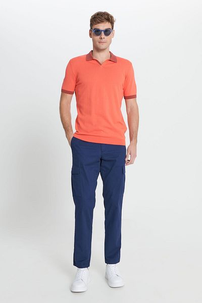AC&Co / Altınyıldız Classics Férfi Coral Standard Fit normál szabású pólógallér, 100% pamut kötöttáru póló