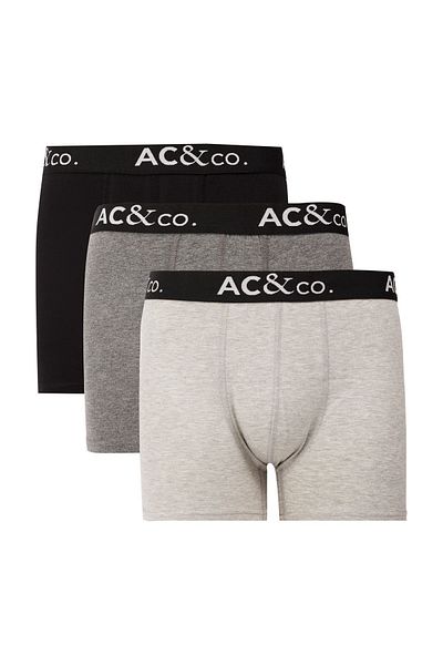 AC&Co / Altınyıldız Classics Ανδρικά εύκαμπτα μποξεράκια 3-συσκευασίας από μαύρο-ανθρακί βαμβάκι