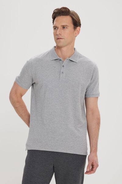 ALTINYILDIZ CLASSICS Pánské šedé tričko Melange Slim Fit Polo 100% bavlna