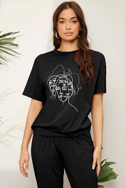 trendypassion Σετ φόρμας 2 τεμαχίων Unisex Woman One Line Printed