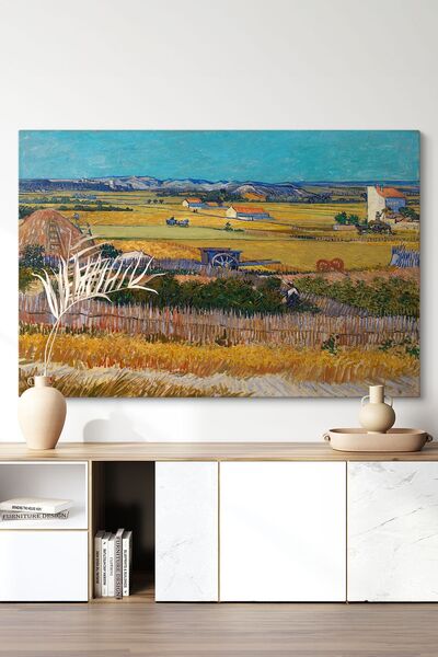 TabloShop Vincent Van Gogh - Mavi Arabalı Hasat Manzarası (THE HARVEST) Kanvas Tablosu