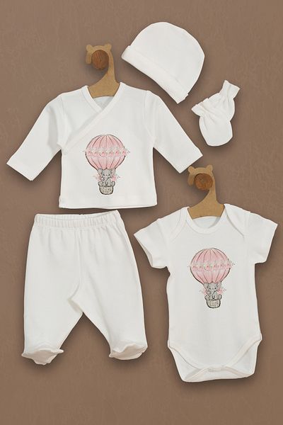 Homamia 100% Organic Hospital Discharge Set with 5 Pink Balloons