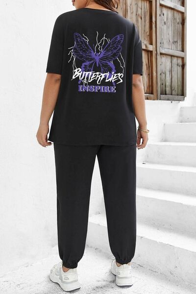 trendypassion Σετ φόρμας 2 τεμαχίων Unisex Butterfly & Letter Graphic Printed