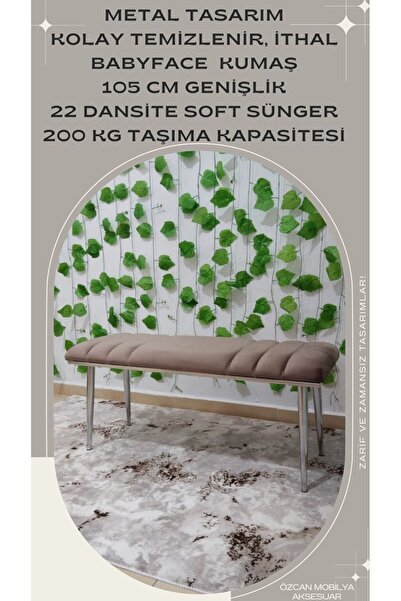 ÖZCAN METAL Krom Metal Ayaklı Metal Kasalı Bench Mutfak Salon Antre Yatak Oda...