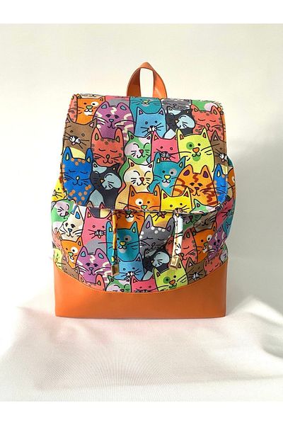 TALKING DREAMS Stylish Backpack with Orange Cat