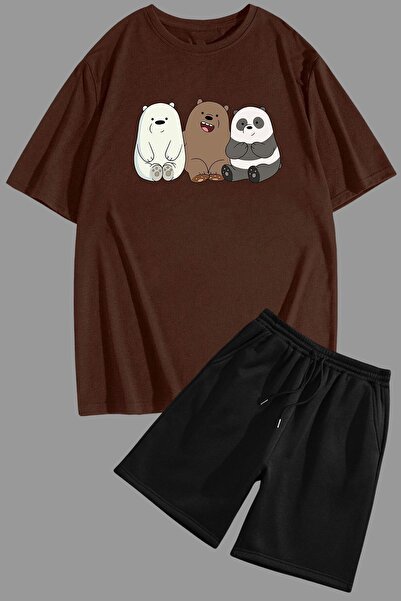 trendypassion Σετ σορτς με στάμπα Unisex Casual Design Skullful Bears