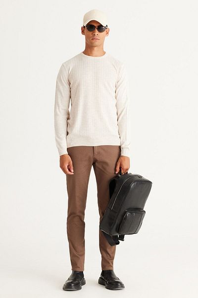 AC&Co / Altınyıldız Classics Pulover pentru bărbați A.taș Anti-pelușare, fără găuri, cu ajustare standard în față, tricotaje jacquard