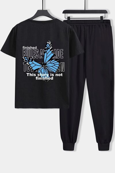 trendypassion Unisex Butterfly Printed 2-Piece Tracksuit Set