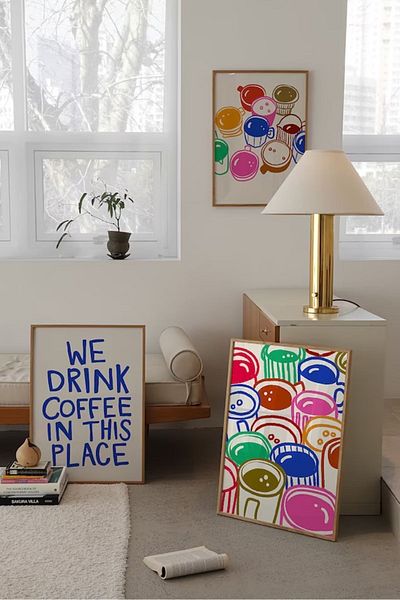 Taranist Χάρτινη αφίσα Coffee Coffee Paper Poster Minimalist Μοντέρνα 3 τεμαχίων Διακόσμηση τοίχου 30x42 cm