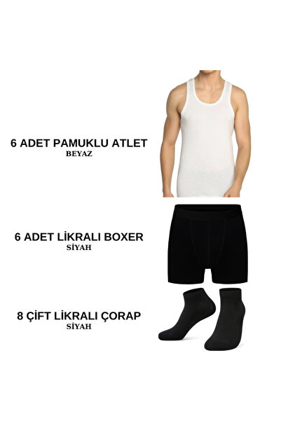 BLACK SWALLOW Pachet de 6 lenjerie pentru bărbați - Tricou și B boxeri perech...