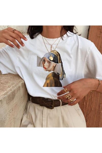 Köstebek Art - Billie Eilish Girl With A Pearl Earring Unisex T-shirt