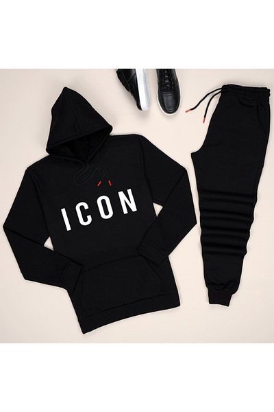 trendypassion Black Icon Esh Plain Black Tracksuit Set