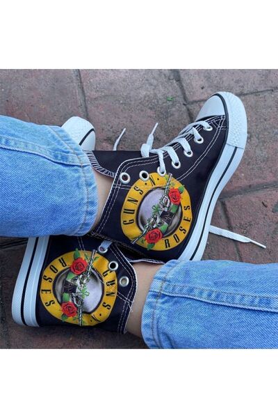 Köstebek Guns N' Roses Logo Uzun Kanvas Ayakkabı