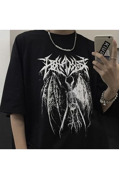 Köstebek Μπλουζάκι Anime Winged Skeleton Μαύρο Unisex
