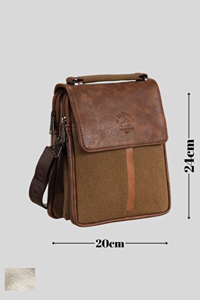 Westpolo Unisex Eskitme Deri ve Kanvas Kumaş Manyetik Kapaklı El ve Omuz Askı...