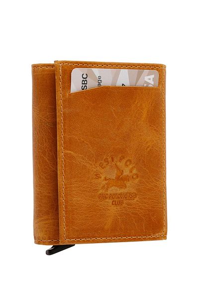 Westpolo West Polo Genuine Antique Leather Unisex Mechanism Wallet Card Holder