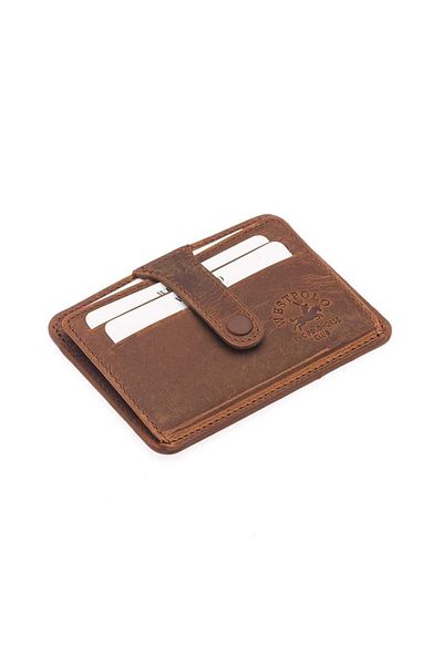 Westpolo Πορτοφόλι Unisex καφέ γνήσιο αντίκες δερμάτινο Vintage θήκη για κάρτες