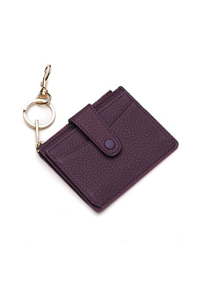 Westpolo Genuine Leather Card Holder with Color Options - Zipper and Key, Coin Compartment 381