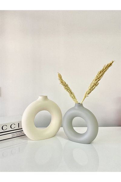 HEYKELCAN Set de vaze cu inele boeme - 2 obiecte decorative pentru gogoși