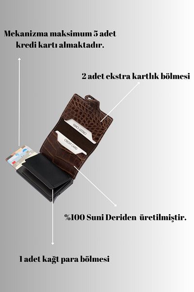 Westpolo Унисекс кафяв кожен портфейл с крокодилска шарка, отделение за банкноти и механизъм, държач за карти, смарт портфейл