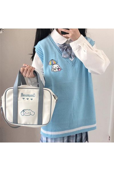 Köstebek Anime Cinnamoroll - Pulovere supradimensionate cu decolteu în V Sanrio Blue