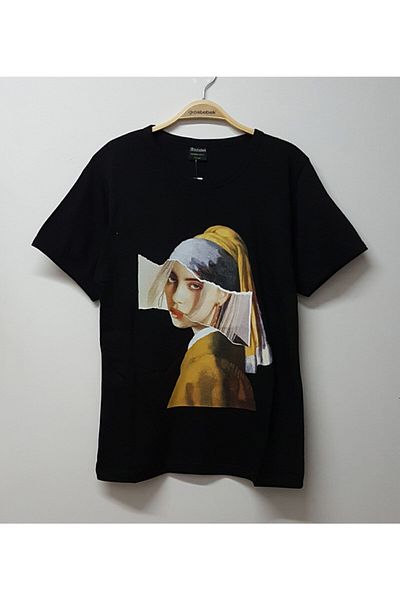 Köstebek Art - Billie Eilish Girl With A Pearl Earring Unisex T-shirt