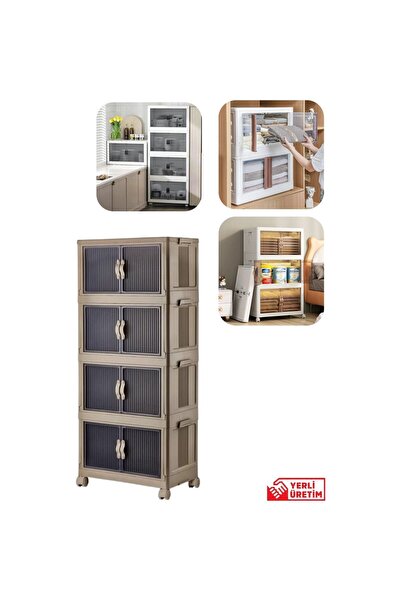 E-LİFE HOME 4'lü Portatif Organizer Tekerlekli Saklama Kutusu Çok Amaçlı Mıkn...