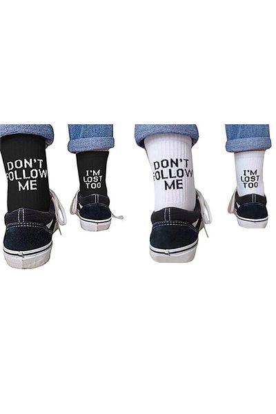 Köstebek Don't Follow Me I'm Lost Too Black Unisex Socks