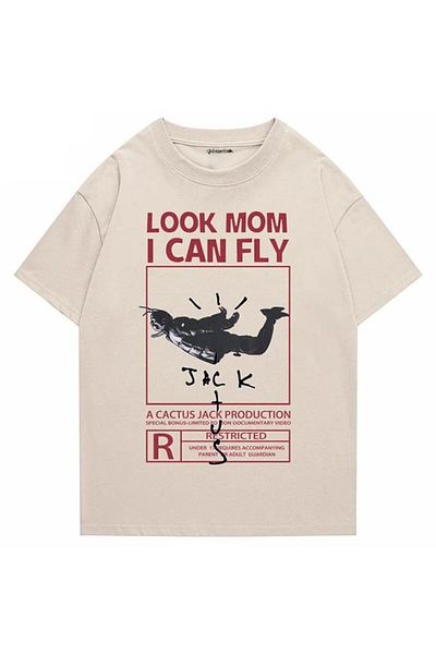 Köstebek Μπεζ Travis Scott: Look Mom I Can Fly (unisex) μπλουζάκι