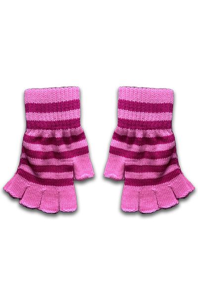 Köstebek Pink Fuchsia Striped Cut Finger Unisex Gloves