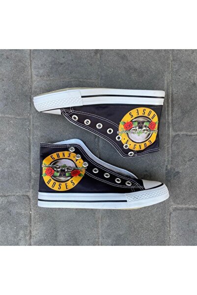 Köstebek Guns N' Roses Logo Uzun Kanvas Ayakkabı