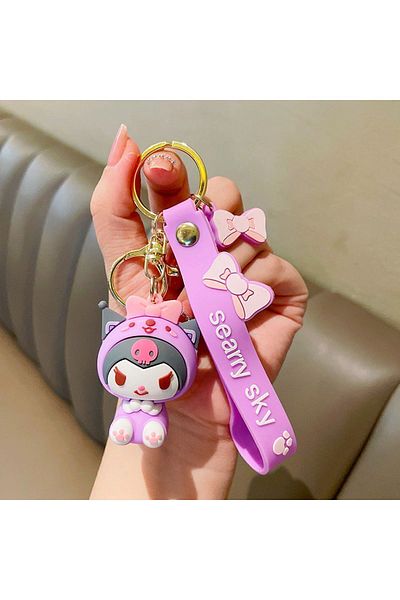 Köstebek Anime Fantasy Magic Melody - Kuromi Silicone Keychain