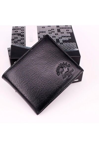 Westpolo Hakiki Deri Siyah Bozuk Para Bölmeli Erkek Cüzdan Try11