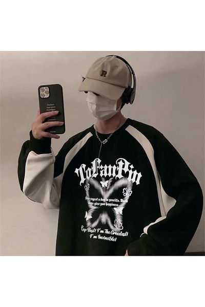 Köstebek Black Raglan Sleeve Butterfly - I'm The Greatest Long Sleeve Sweatshirt