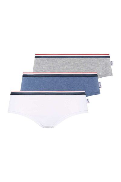 U.S. Polo Assn. Women's White - Blue Melange - Gray Melange 3-Piece Shorts