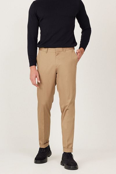 ALTINYILDIZ CLASSICS Ανδρικό παντελόνι Camel Slim Fit Slim Fit Gabardine με μοτίβο βαμβακερό εύκαμπτο ελαστικό παντελόνι μέσης