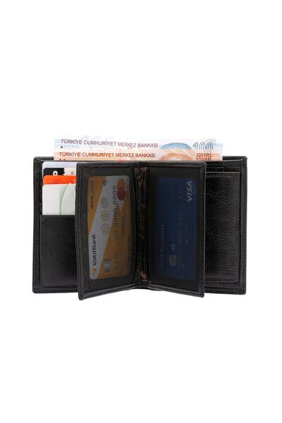 Westpolo Erkek Siyah Hakiki Deri Cüzdan Kartlık