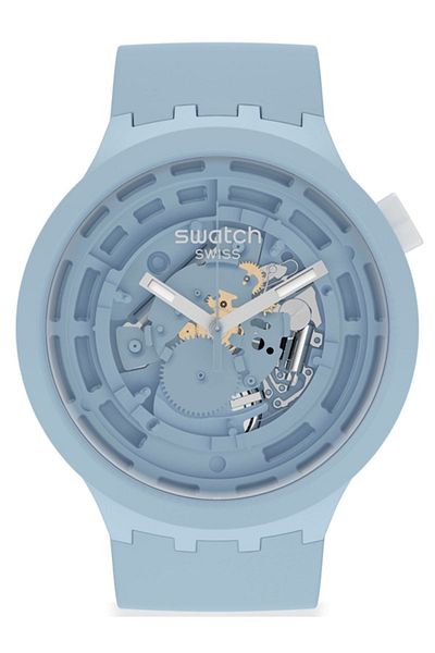 Swatch Sb03n100 C Blue Big Bold Ceramic Wristwatch