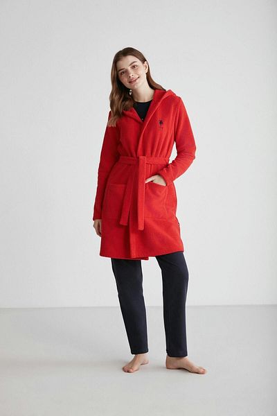 U.S. Polo Assn. Halat de damă din lână roșie - Model 16964