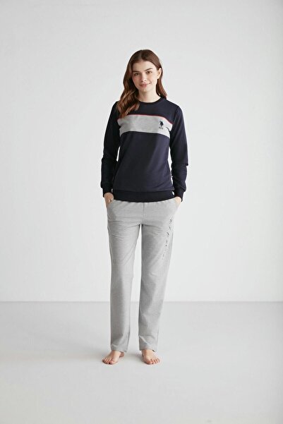 U.S. Polo Assn. - Kadın Lacivert Yuvarlak Yaka Pijama Takımı