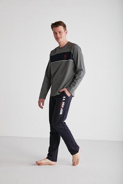 U.S. Polo Assn. - Ανδρικό Σετ Πιτζάμες με Στρογγυλό Γιακά Anthracite Melange 18721