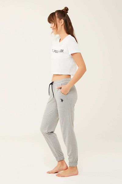 U.S. Polo Assn. Pantaloni de pijama pentru femei Gri Melange - Bumbac și picioare elastice