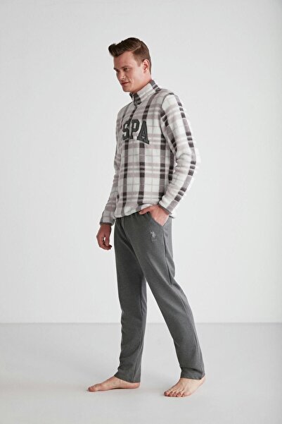 U.S. Polo Assn. - Erkek Gri Polarlı Pijama Takımı