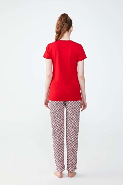 U.S. Polo Assn. Kadın Kırmızı Patlı Pijama Takımı