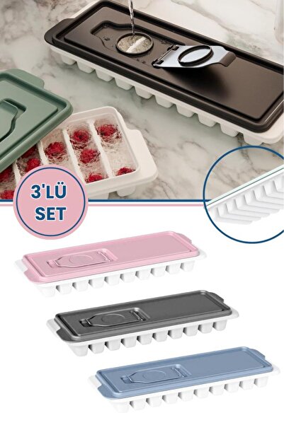 Flora 10 Bölmeli Çubuk Model Buz Kalıbı Şişe Buzu, Buzluk 3 Adet