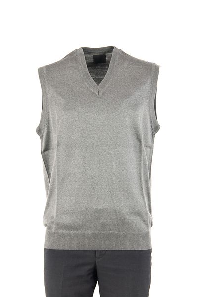Oppland Men's V-Neck Solid Color Classic Model Comfortable Cut Full Pattern Thin Wool Woven Sweater
