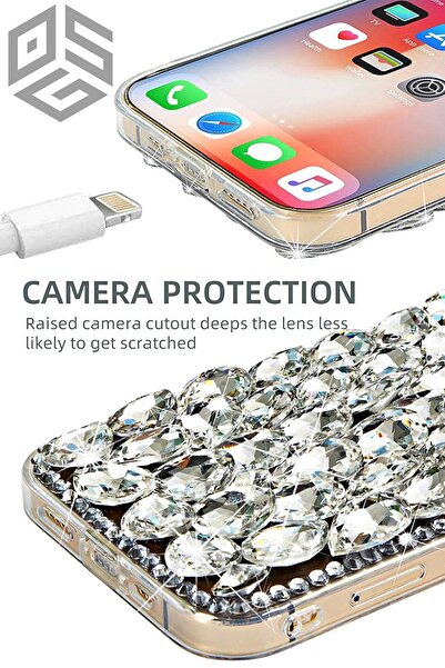 OSG Iphone 13 Ve 14 Kılıf (2 MODEL İLE UYUMLUDUR) Ultra Lüx Renkli Damla Taşlı Kokoş Kılıf